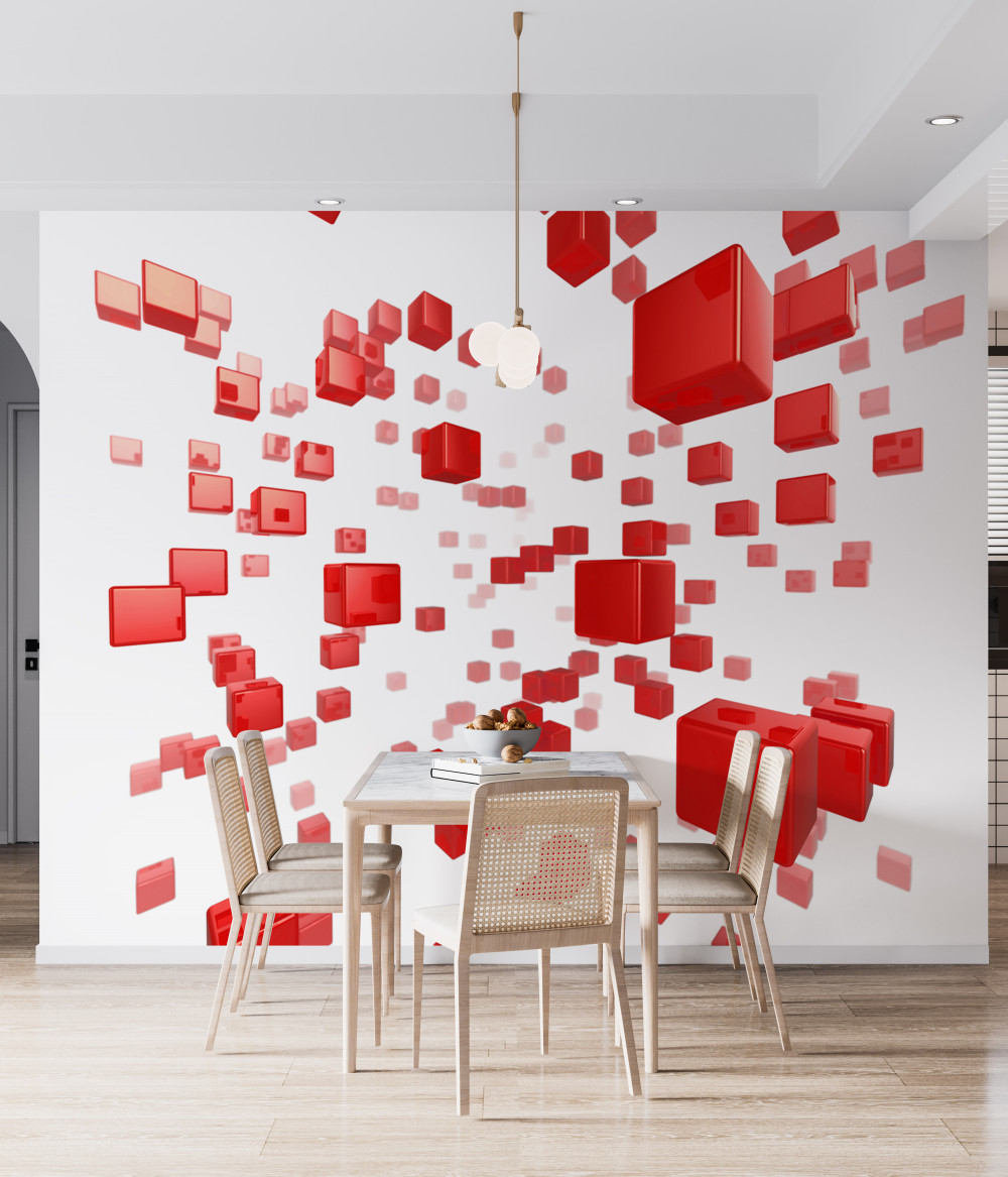 Fototapeta świecące czerwone pływające kwadraty