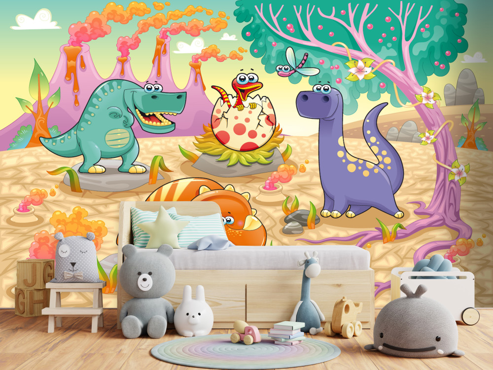 Fototapeta dinozaury na trawniku