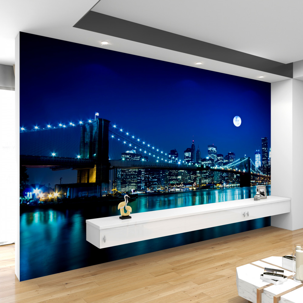 Fototapeta Most Brookliński w świetle księżyca w nocy