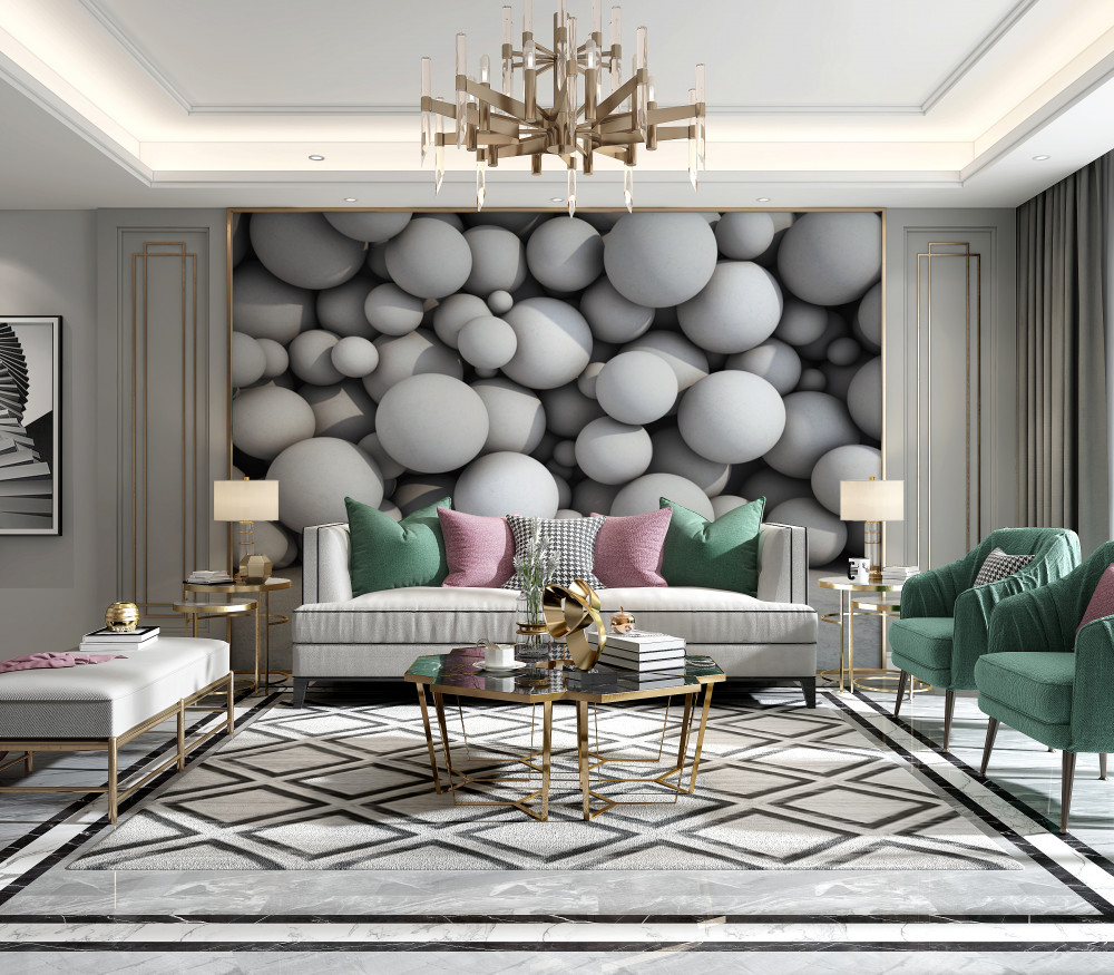 Fototapeta ściana pływających szarych kulek