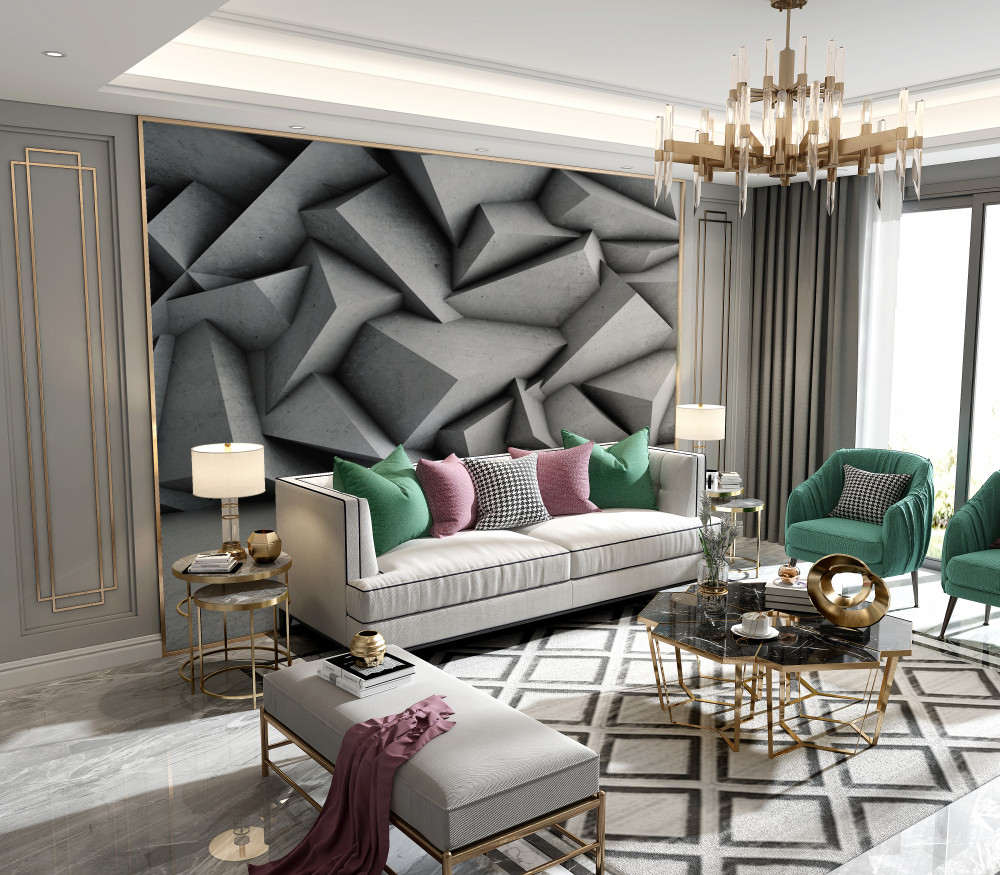 Fototapeta wolumetryczne figury 3D na szarym tle