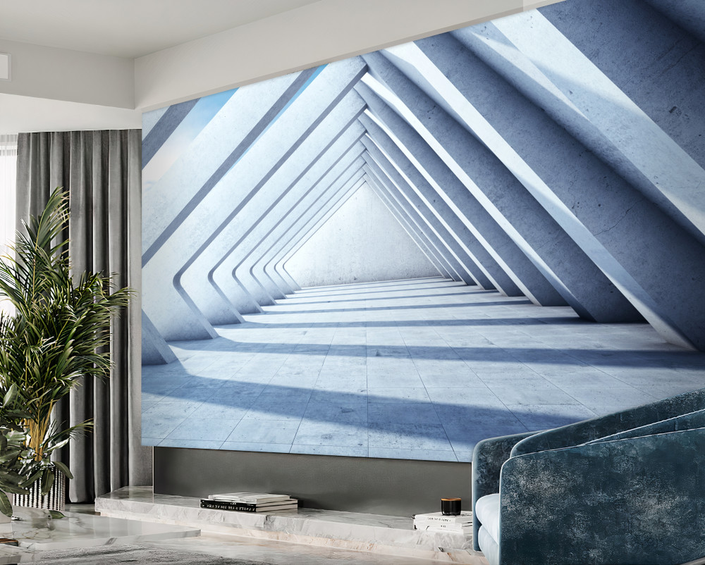 Fototapeta niekończący się tunel trójkątnych łuków