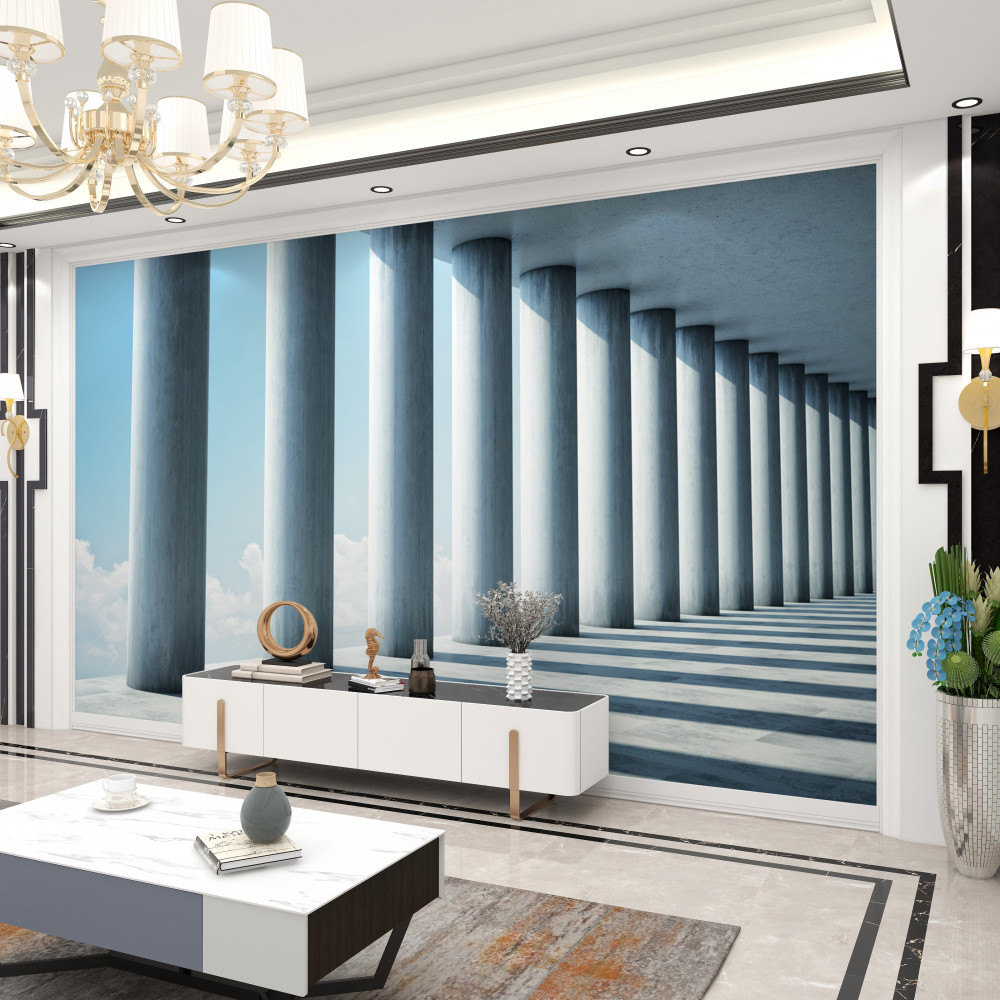 Fototapeta niekończące się odosobnienie, gładka kolumnada na niebie