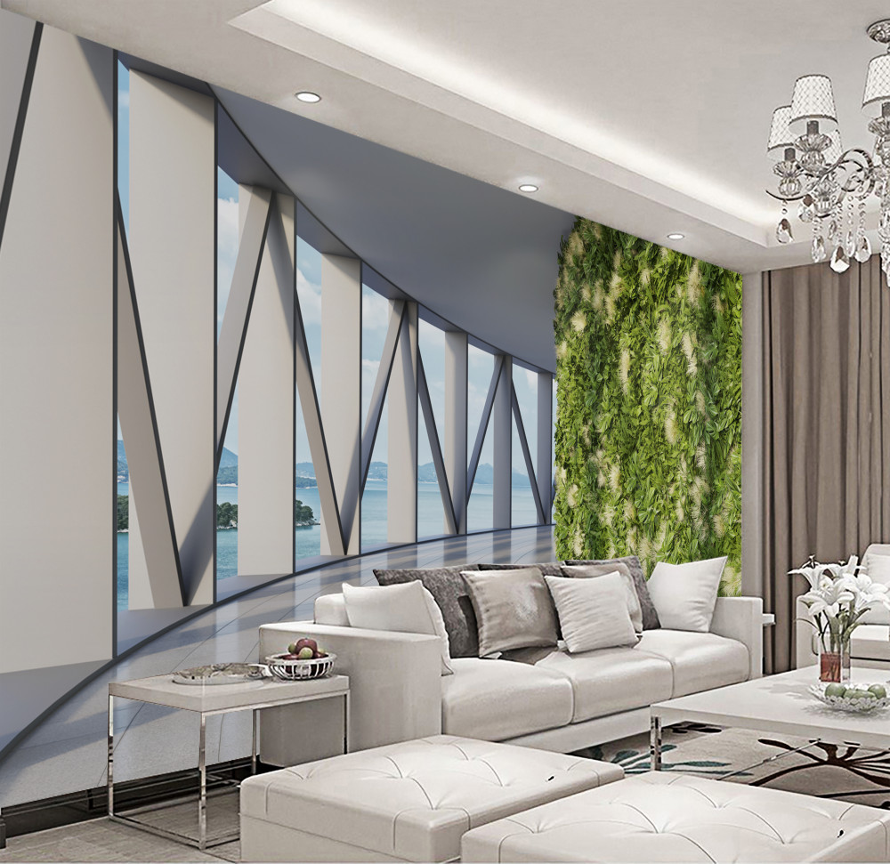 Fototapeta korytarz skręcający na zielonych światłach