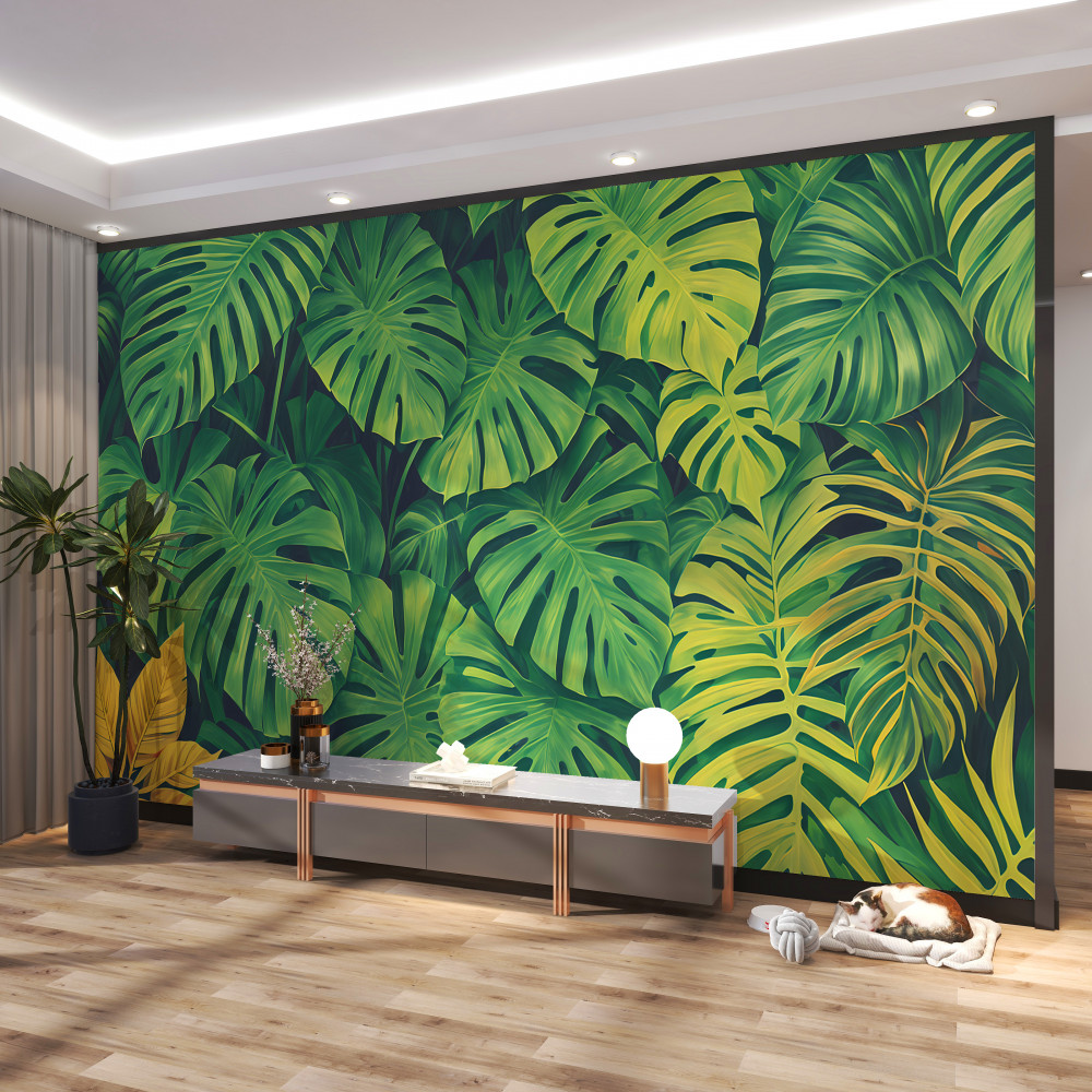 Fototapeta gęste tropikalne liście monstery