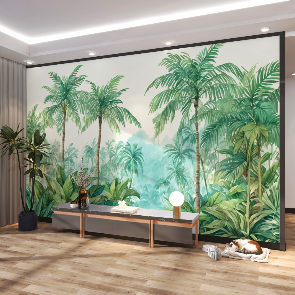 Fototapeta tropikalne palmy w deszczu