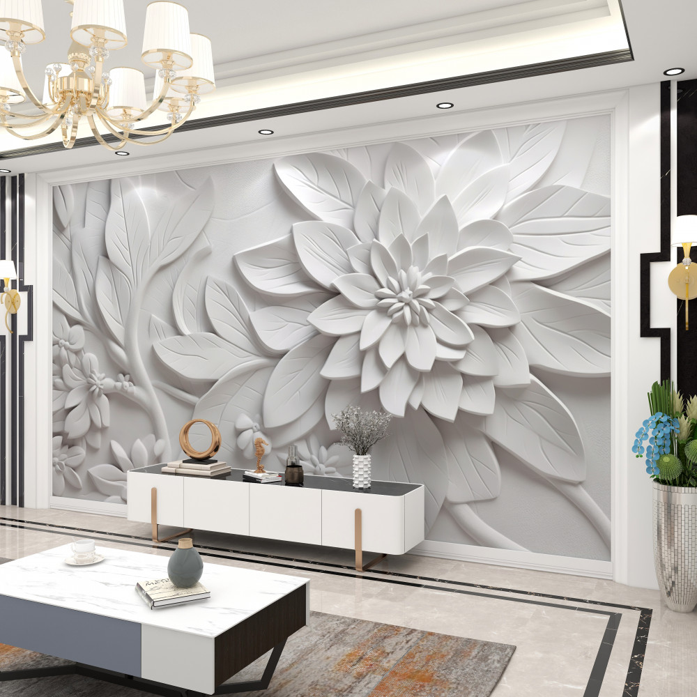 Fototapeta białe teksturowane kwiaty