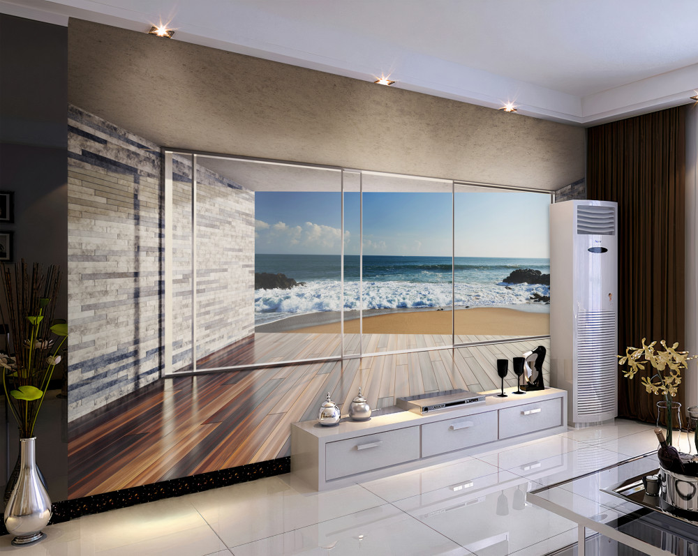 Fototapeta widok na morze z panoramicznych okien