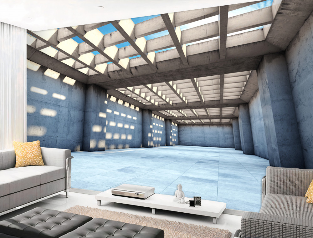 Fototapeta jasny pokój z przezroczystym drewnianym sufitem