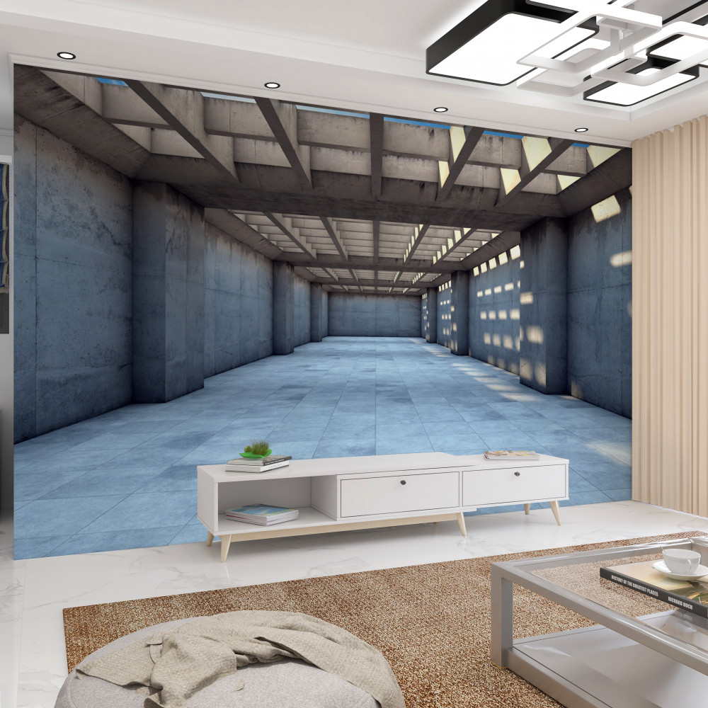 Fototapeta jasny korytarz z drewnianym sufitem siatkowym