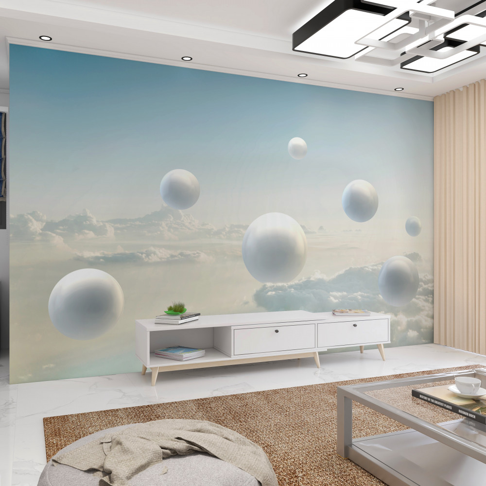 Fototapeta białe kule unoszące się na niebie
