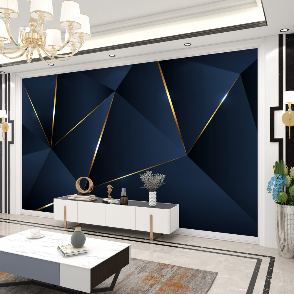 Fototapeta ciemnoniebieskie trójkąty ze złotymi krawędziami