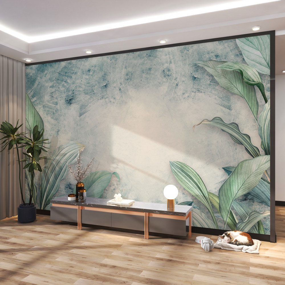 Fototapeta rośliny tropikalne w gęstej mgle