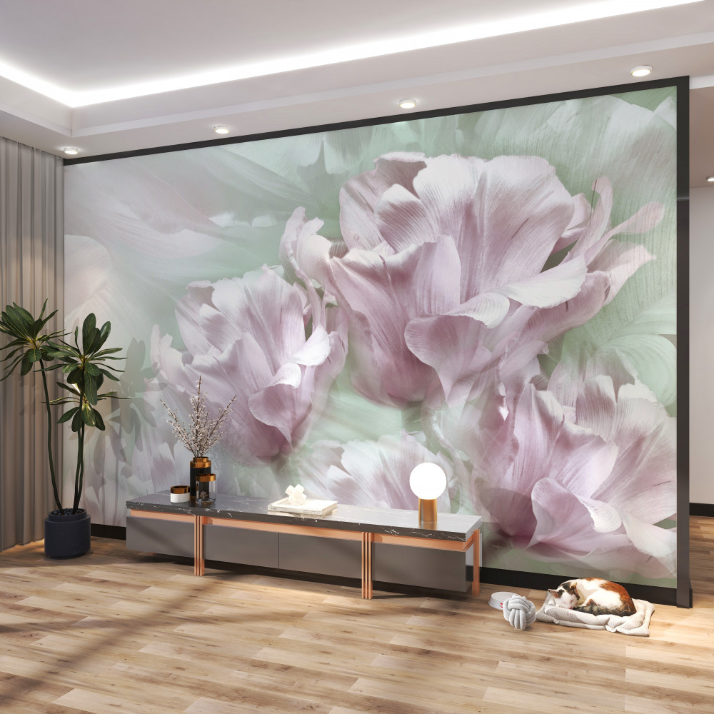 Fototapeta duże luksusowe biało-fioletowe kwiaty