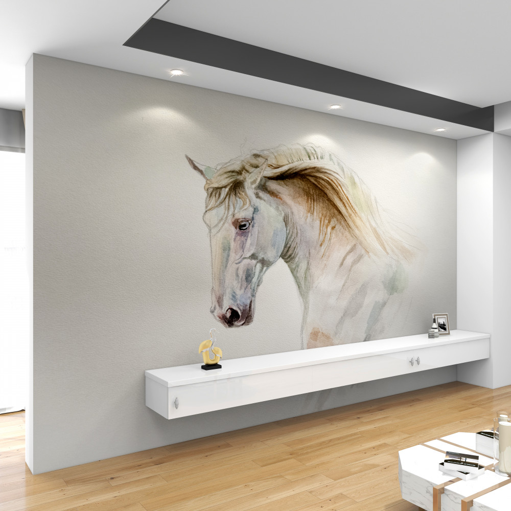 Fototapeta bieg białego konia