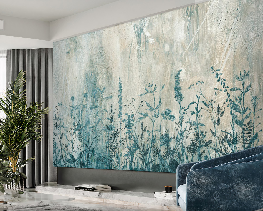 Fototapeta kwiaty łąkowe podczas ulewnych deszczy