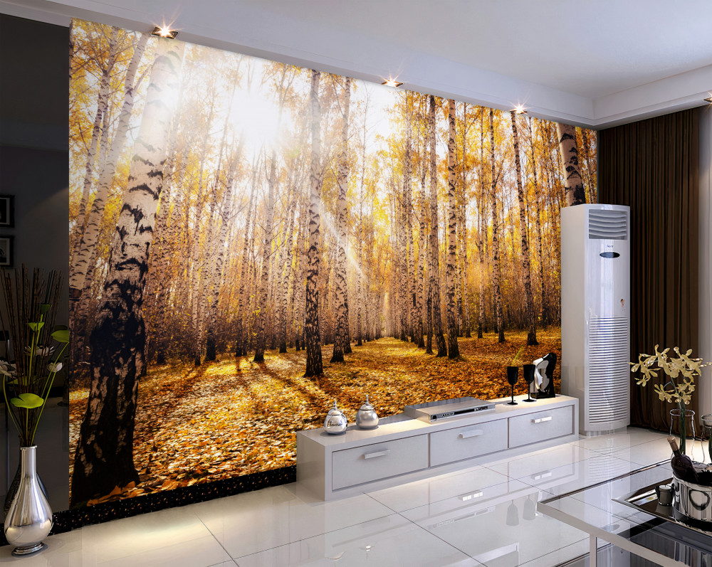 Fototapeta jasny świt w jesiennym gaju