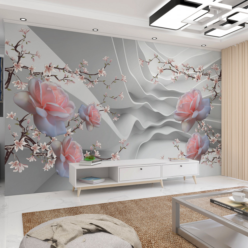 Fototapeta delikatna róża na abstrakcyjnym tle