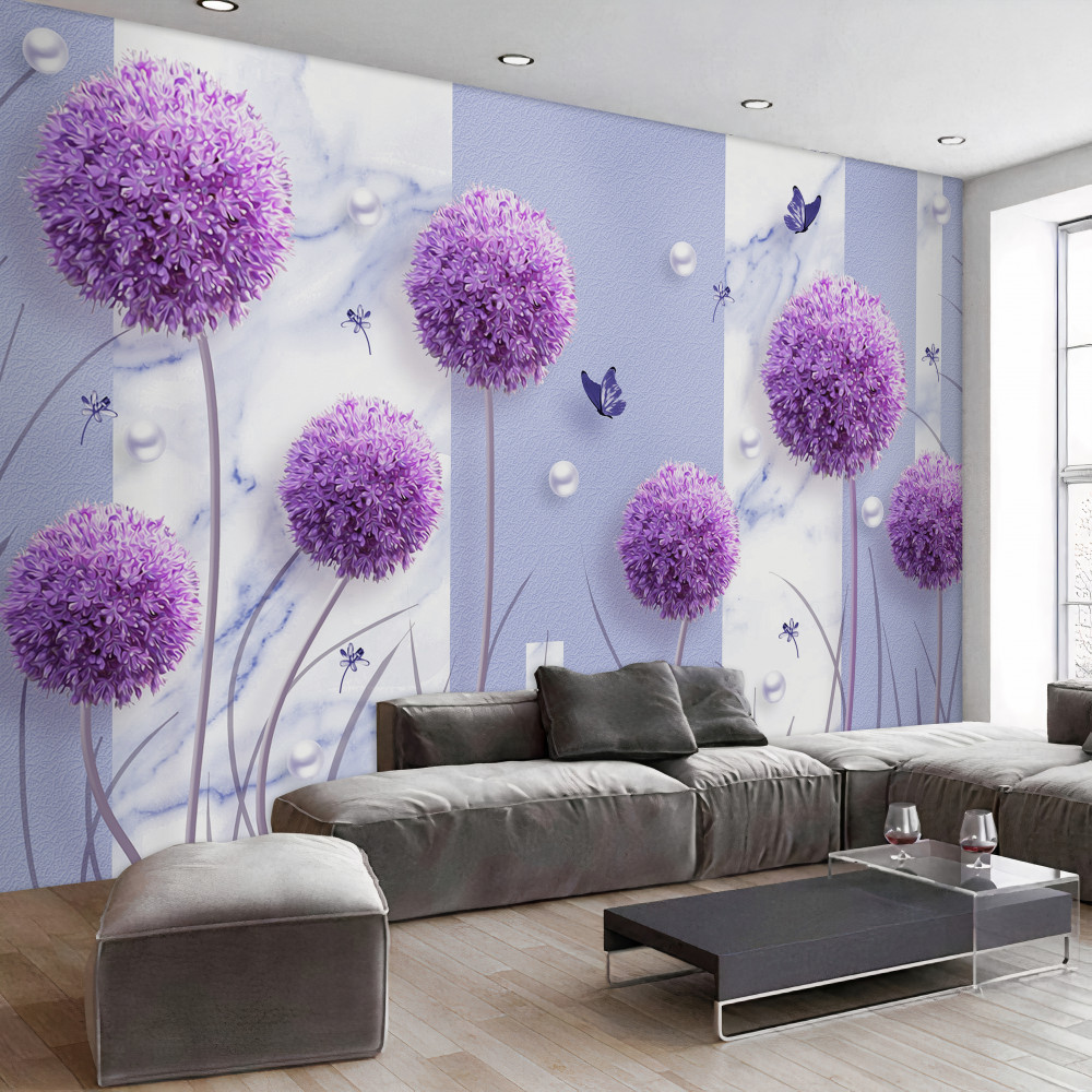 Fototapeta liliowe główki kwiatów łąkowych