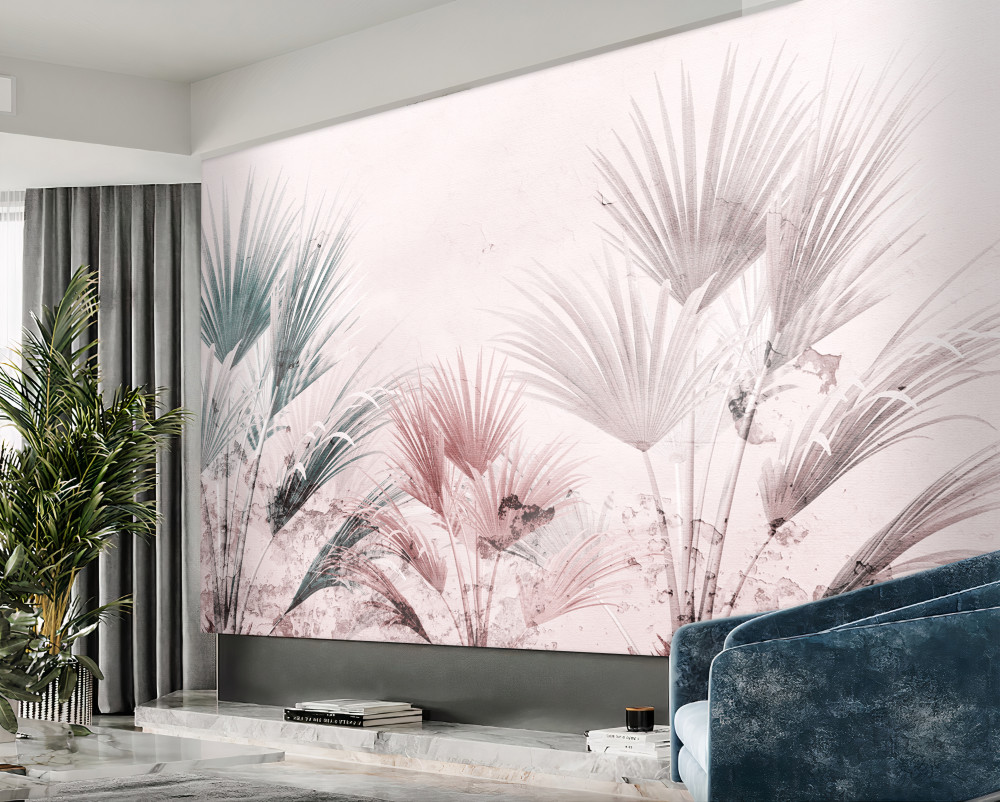 Fototapeta kolorowe tropikalne paprocie