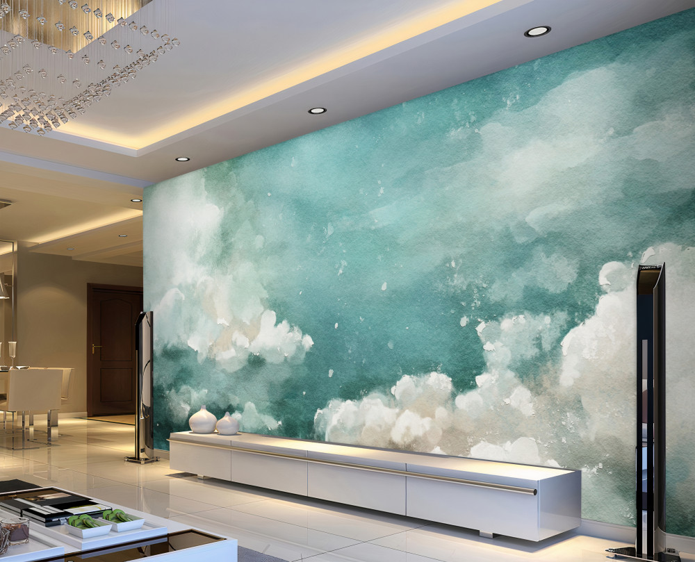 Fototapeta chmury nad spokojną wodą