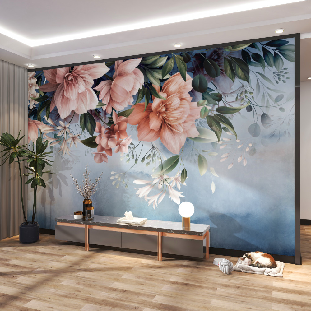 Fototapeta gałęzie kwiatów wiszą nad wodą