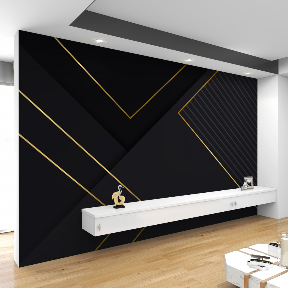 Fototapeta złote prostokąty z czarnym środkiem