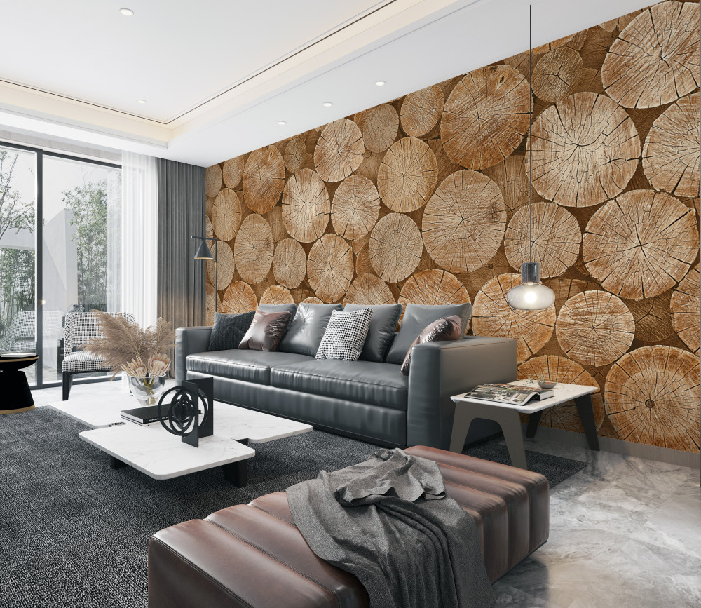 Fototapeta kłody ułożone w stos