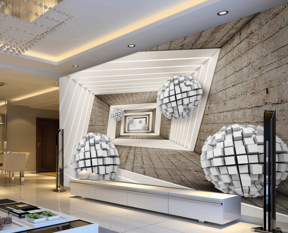 Fototapeta kule z kwadratów i niekończący się korytarz