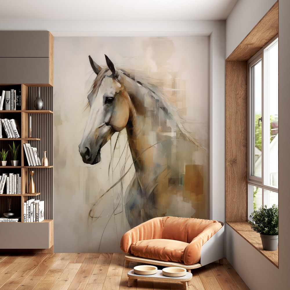 Fototapeta piękny biały koń z grzywą