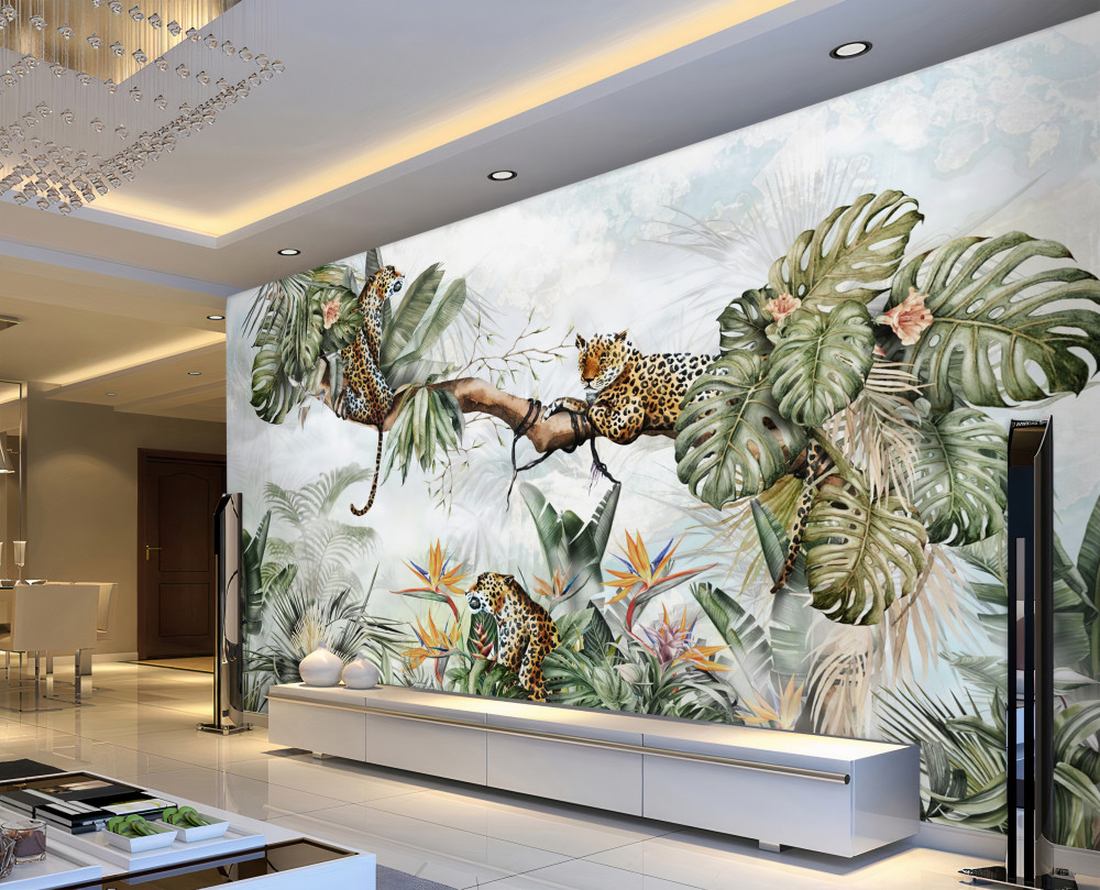 Fototapeta lampart odpoczywa na gałęzi