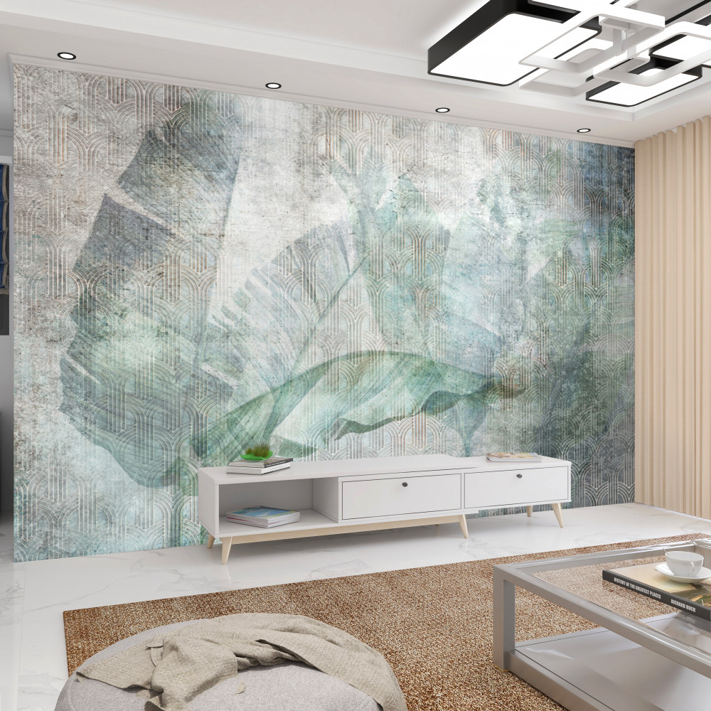 Fototapeta akwarelowe wydruki z roślinnością dżungli