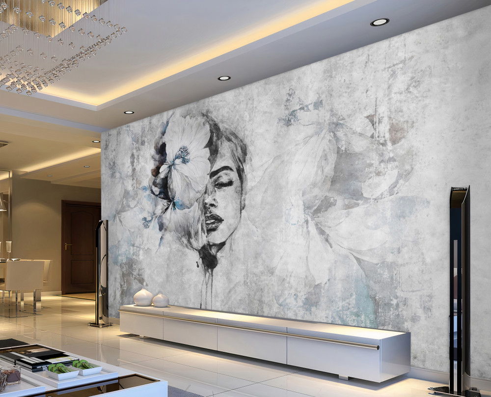 Fototapeta wizerunek dziewczynki na szarym tle