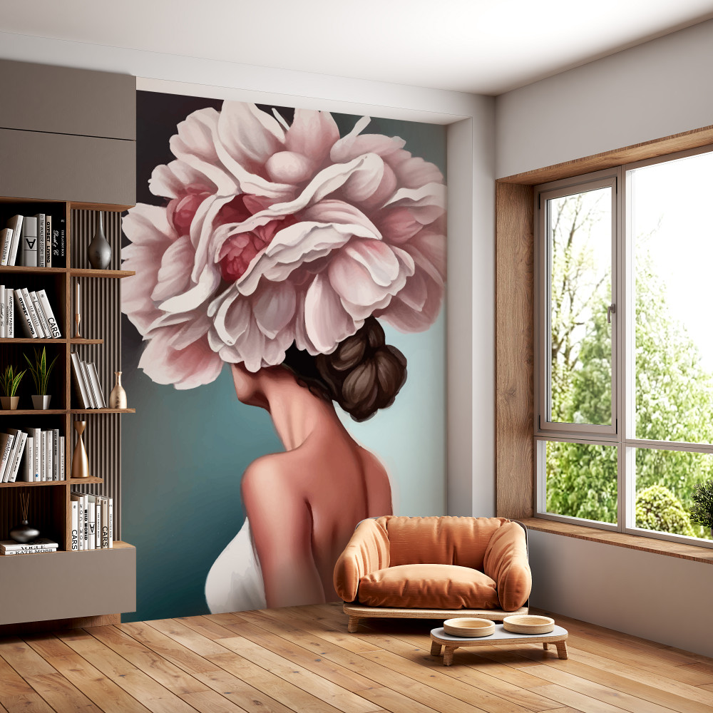 Fototapeta dziewczyna z kwiatami zamiast włosów