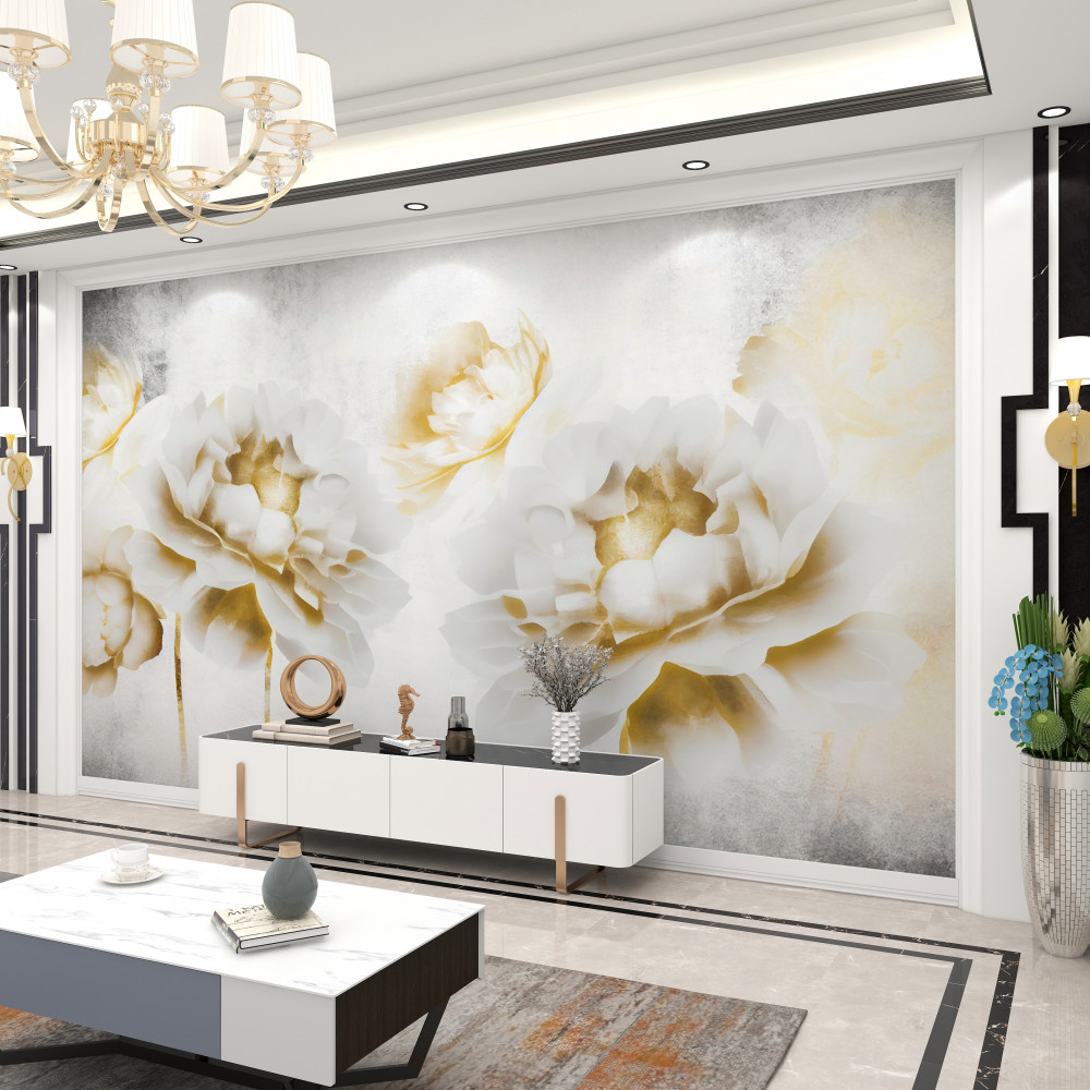 Fototapeta biała jak śnieg i złota felicia