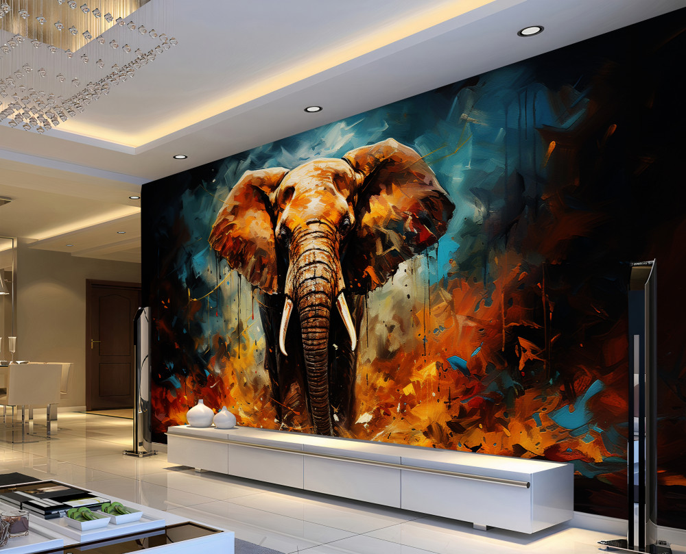 Fototapeta wielki słoń idzie w stronę zachodu słońca