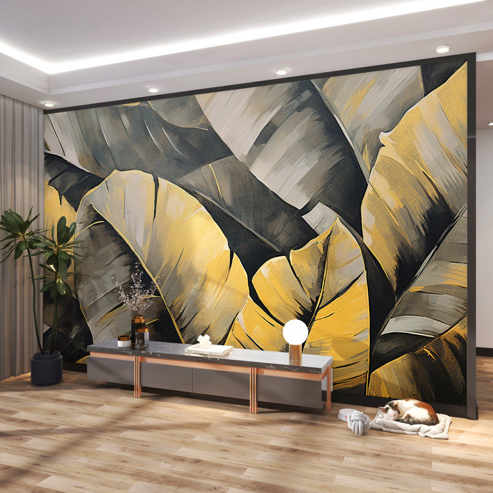 Fototapeta złote i czarne liście