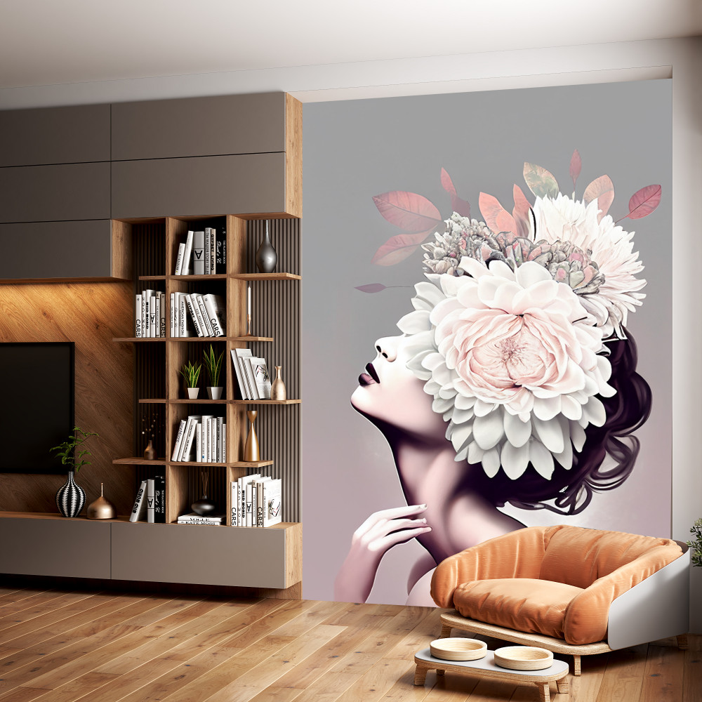 Fototapeta dziewczyna z bukietem kwiatów we włosach