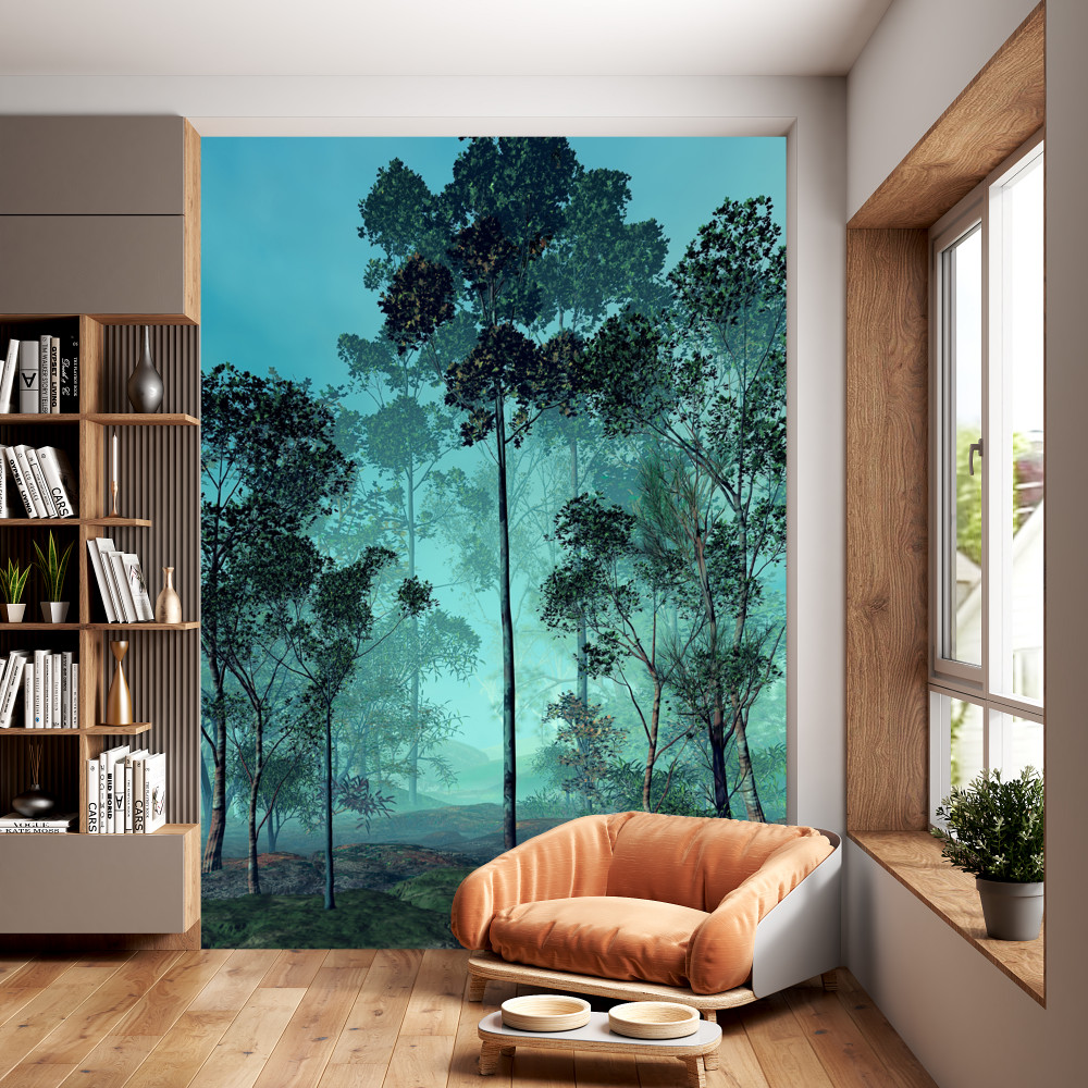 Fototapeta bajeczna gęsta mgła w lesie