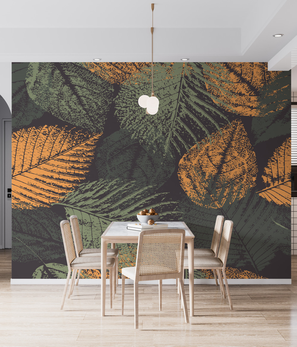 Fototapeta akwarela drukuje jesienne liście