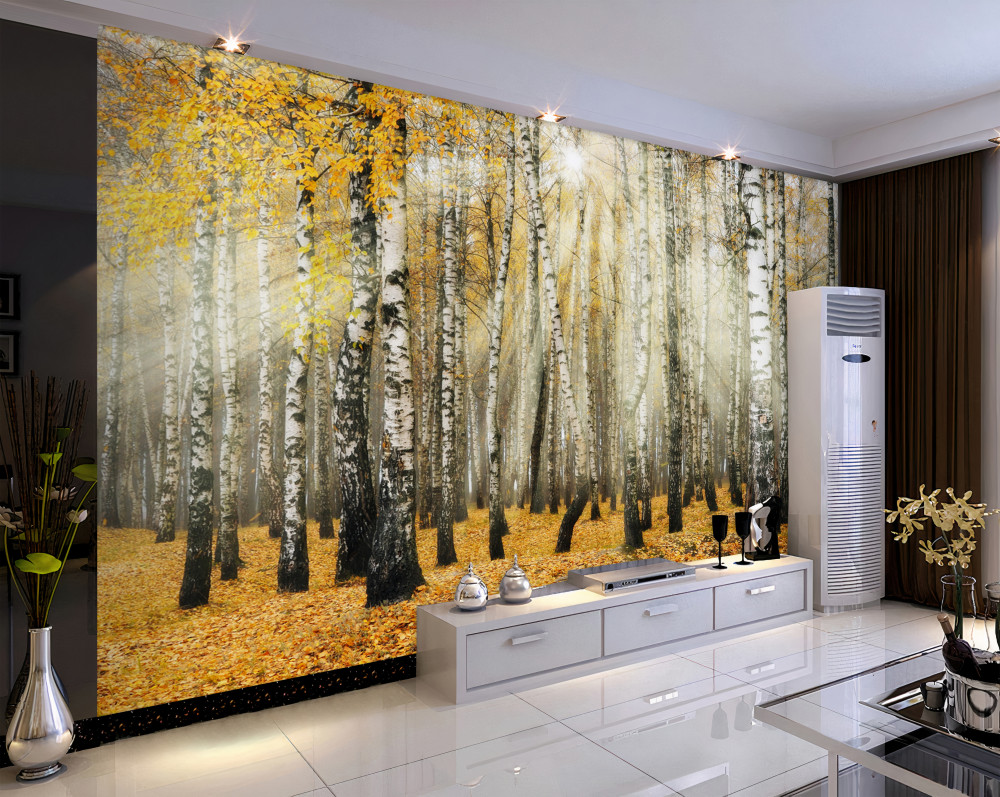 Fototapeta opadłe jesienne liście gaju brzozowego