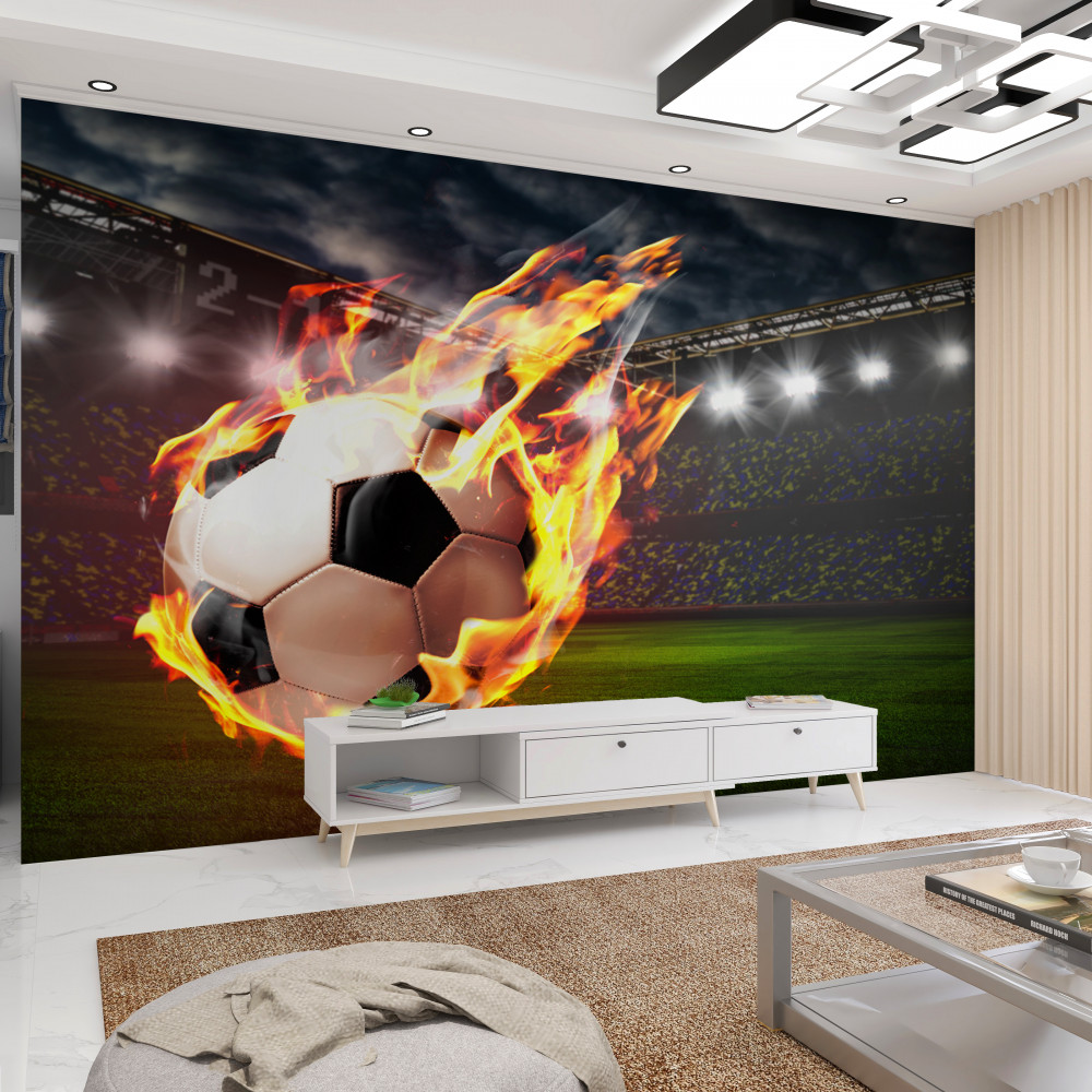 Fototapeta płonie piłka nożna