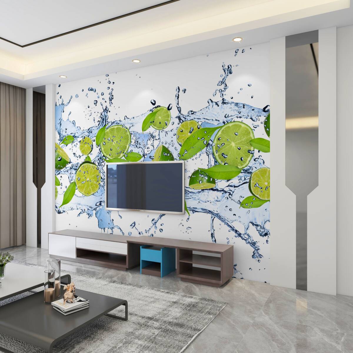 Fototapeta Pokrój limonki w wodzie