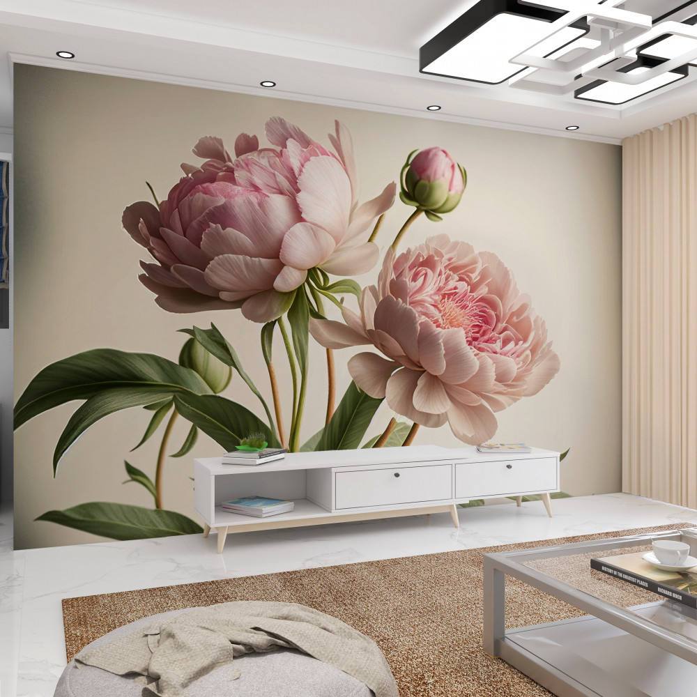 Fototapeta bukiet jasnych piwonii