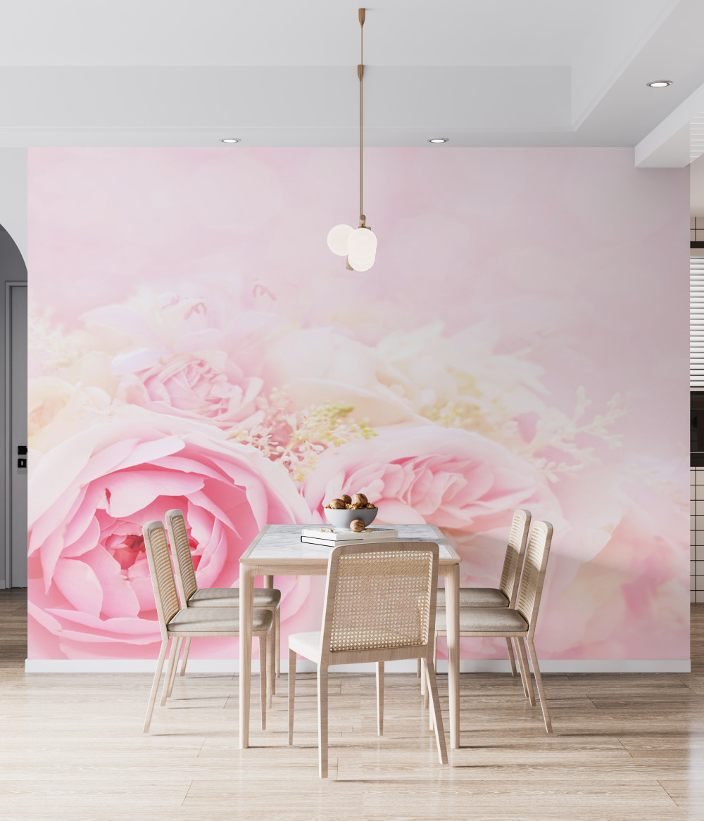 Fototapeta bukiet piwonii różowych róż