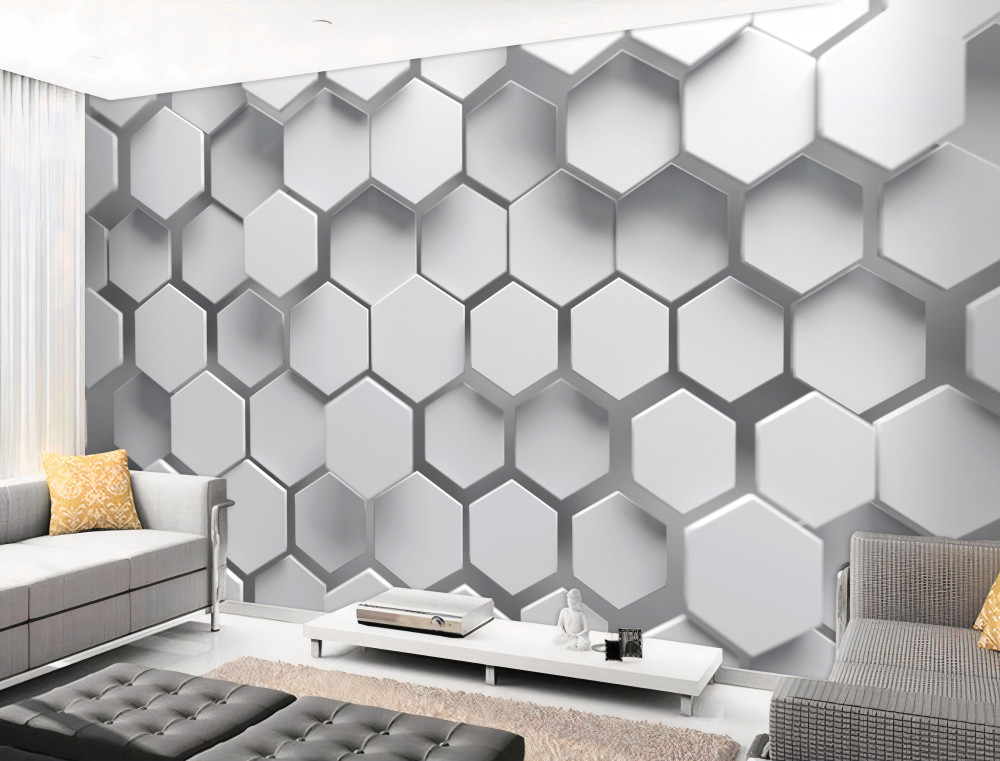 Fototapeta szare wypukłe sześciokąty