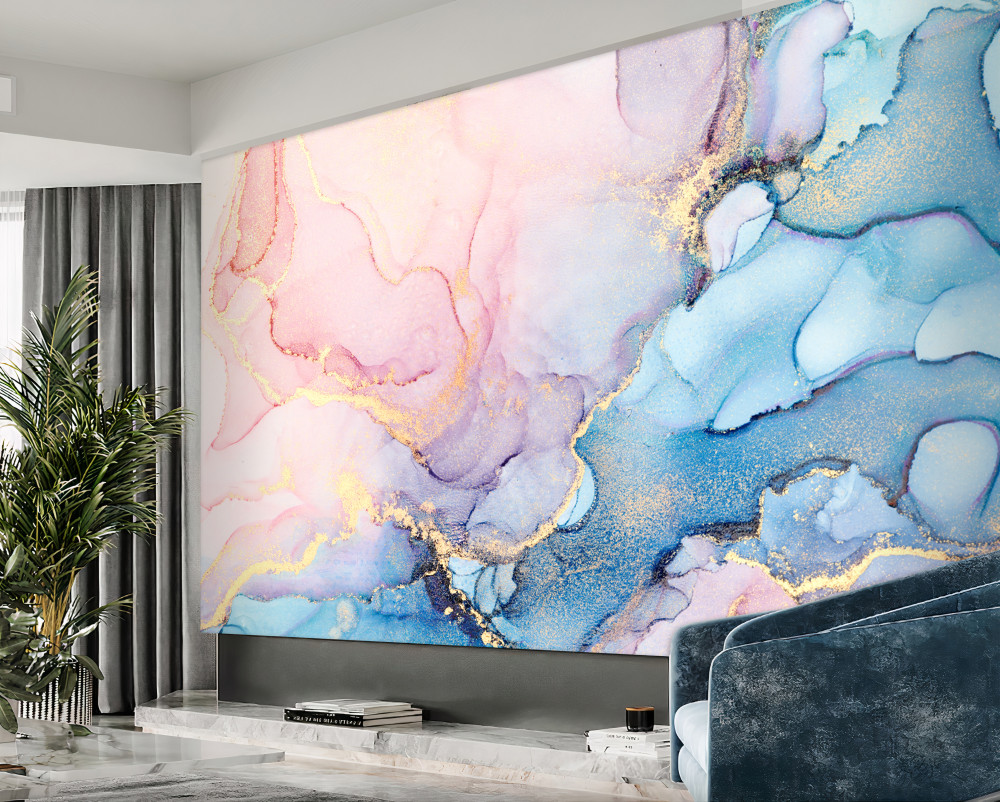 Fototapeta miękkie różowe chmury unoszą się nad wodą