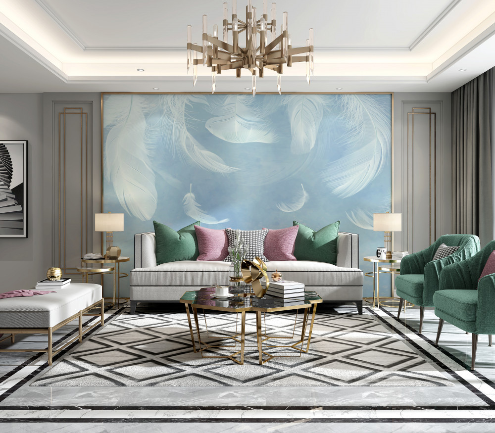 Fototapeta białe pióra, które łatwo opadają