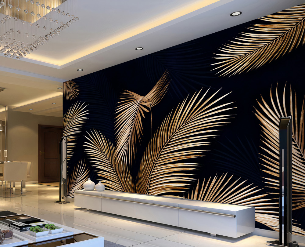 Fototapeta złote pióra na ciemnym tle