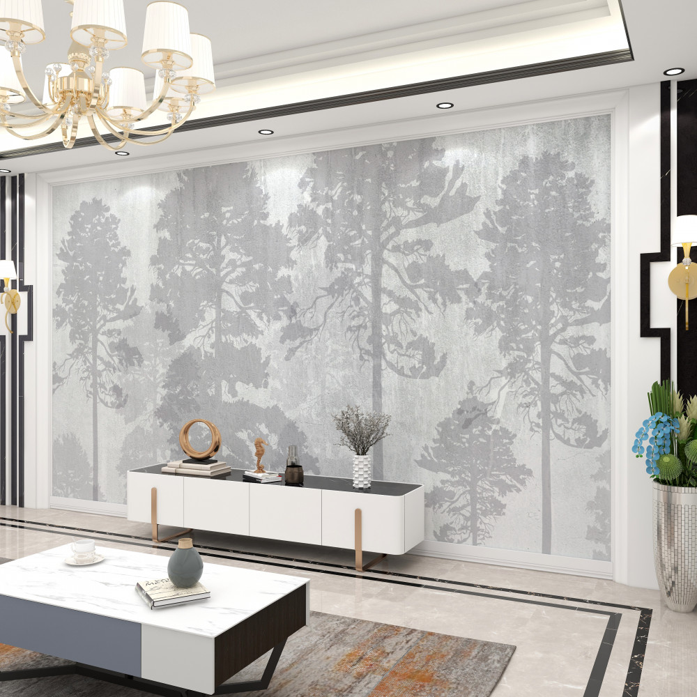 Fototapeta smukłe krawędzie leśnych drzew we mgle